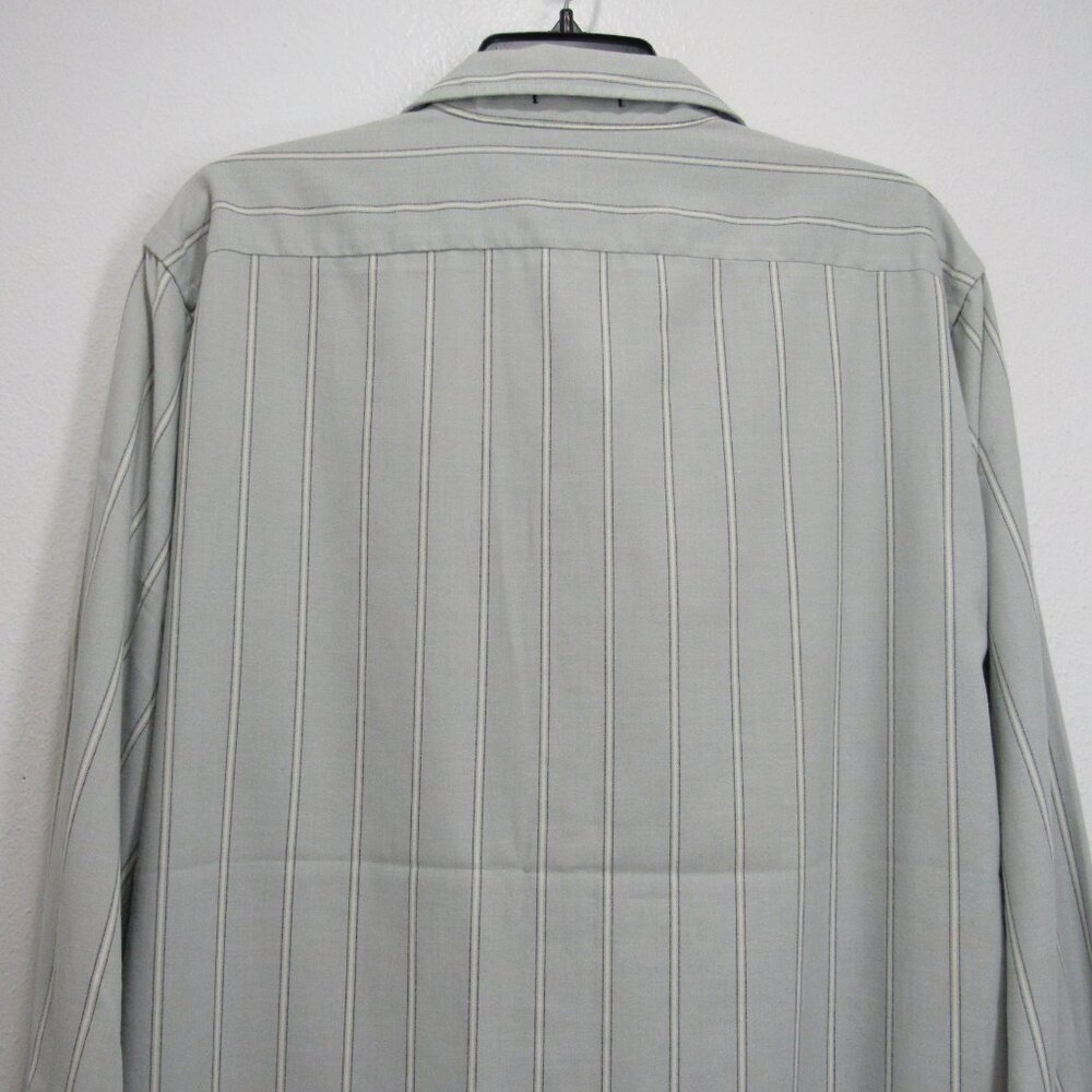 Christian Dior Men Button-up Dress shirt 16/32-33 Bluish Gray w/ White stripes - Picture 10 of 16
